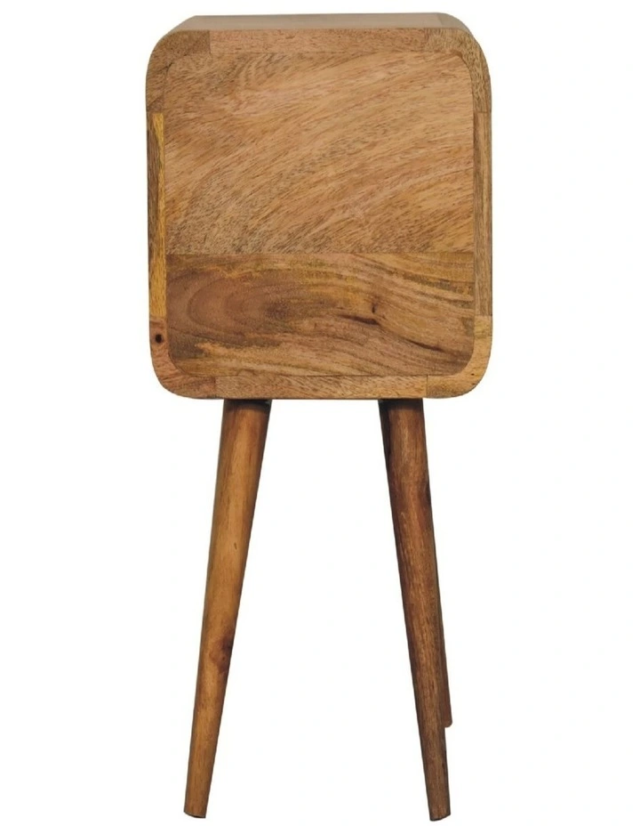 Artisan Furniture Solid Wood Mini Oak-ish Curved Bedside, 2 Drawers, Beige image 6