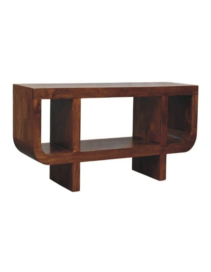 Solid Wood Orion Curved Chestnut Media Unit in Dark Brown image 3
