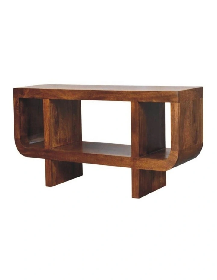 Solid Wood Orion Curved Chestnut Media Unit in Dark Brown image 4