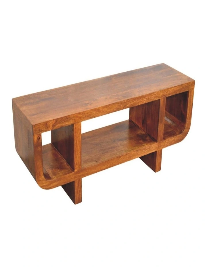 Solid Wood Orion Curved Chestnut Media Unit in Dark Brown image 5