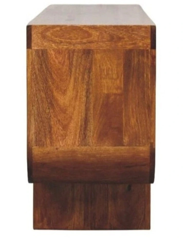 Solid Wood Orion Curved Chestnut Media Unit in Dark Brown image 6