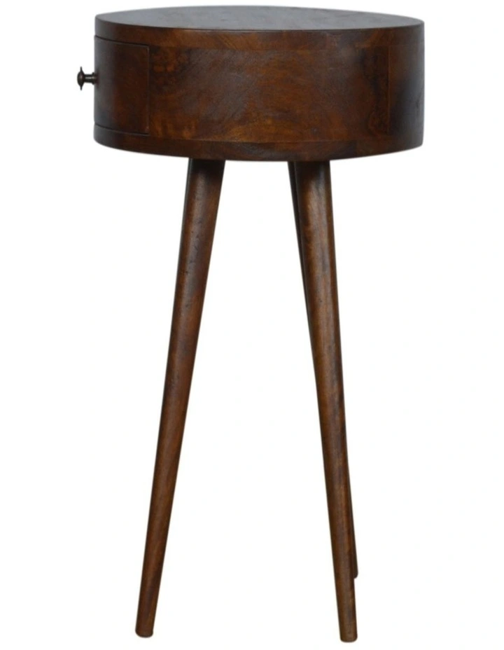 Artisan Furniture Solid Wood Nordic Chestnut Circular Bedside, 1 Drawer, Brown image 5