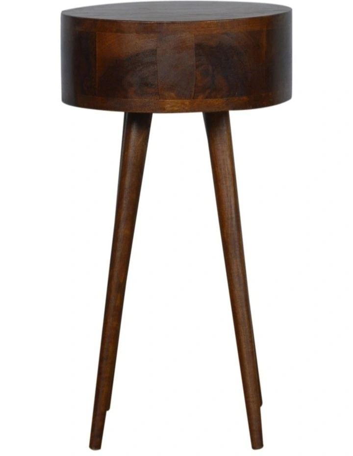 Artisan Furniture Solid Wood Nordic Chestnut Circular Bedside, 1 Drawer, Brown image 6