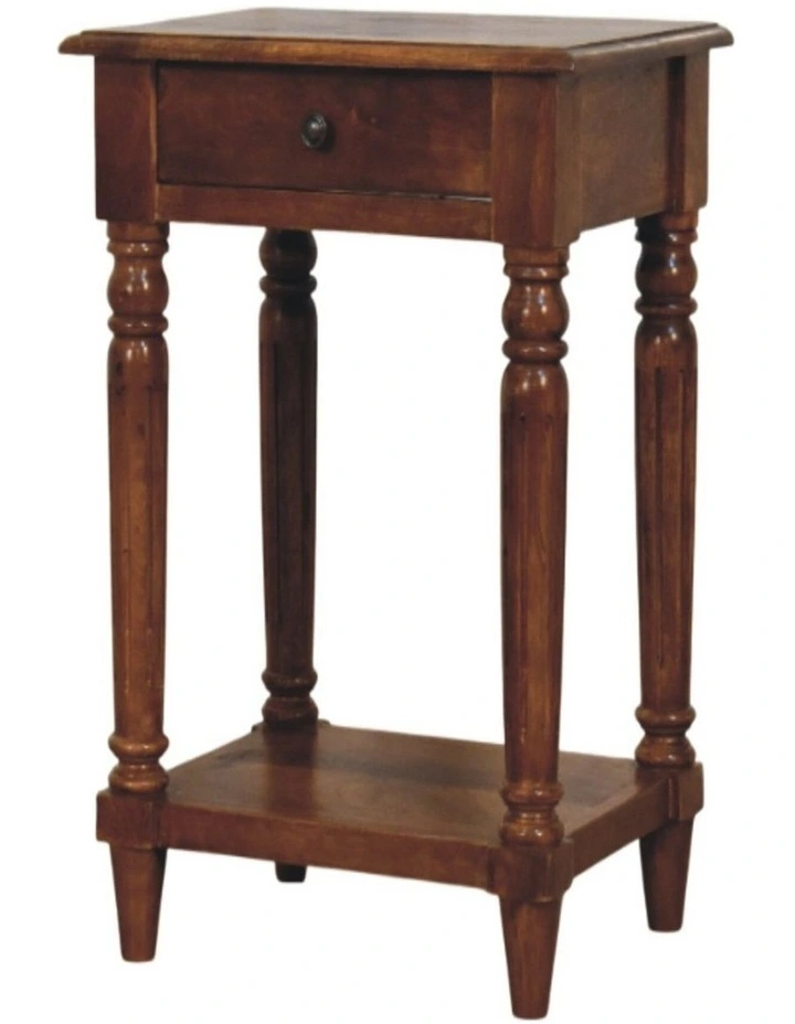 Solid Wood Turned Legs Chestnut 1 Drawer Side Table in Brown image 4