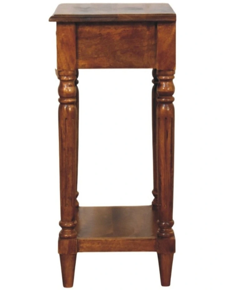 Solid Wood Turned Legs Chestnut 1 Drawer Side Table in Brown image 5