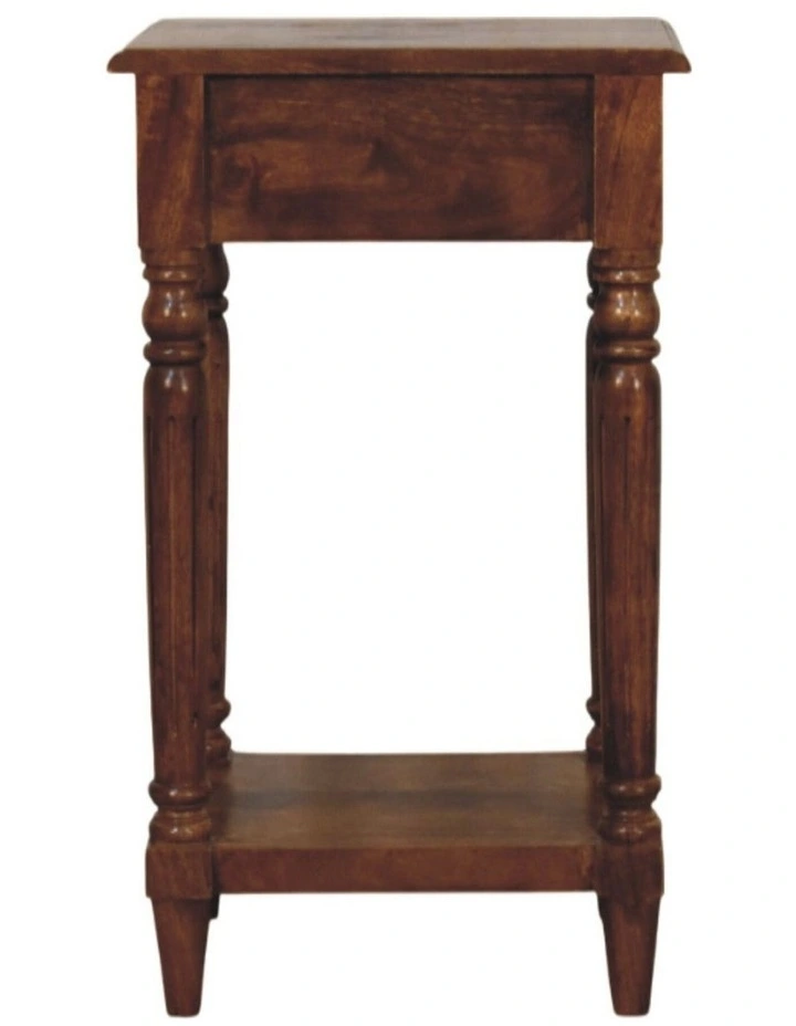 Solid Wood Turned Legs Chestnut 1 Drawer Side Table in Brown image 6