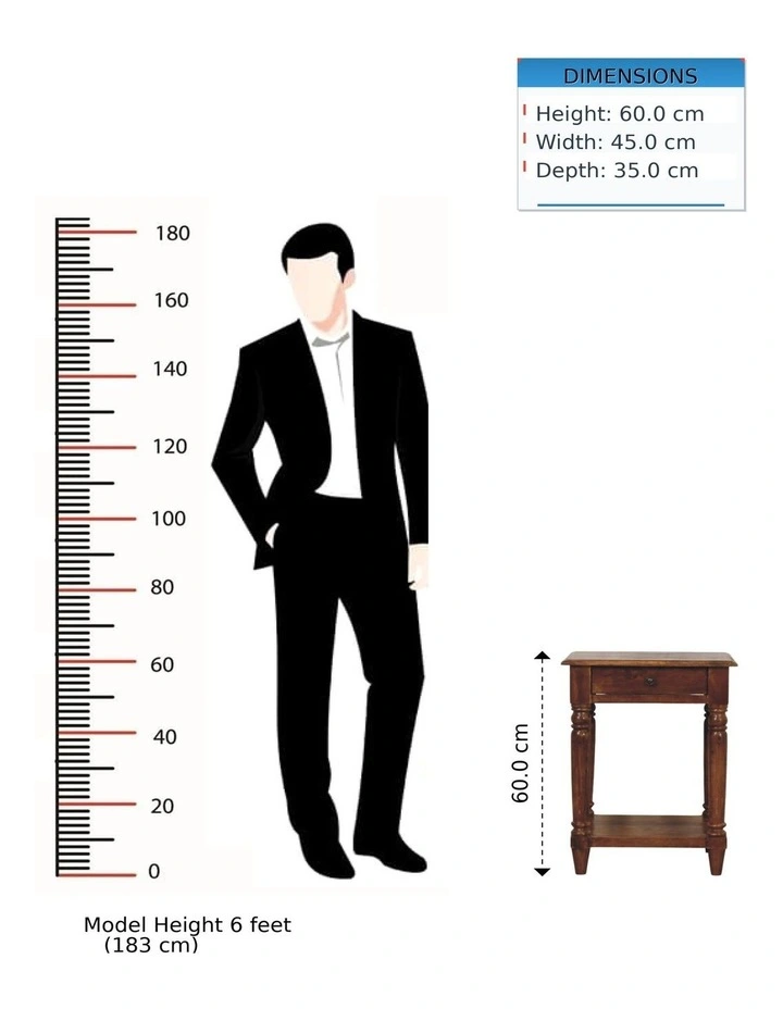 Solid Wood Turned Legs Chestnut 1 Drawer Side Table in Brown image 7