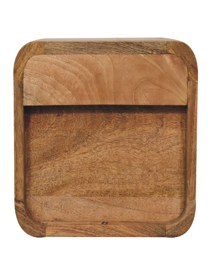 Solid Wood Mini Curve Bedside Table 2 Drawers in Beige image 6