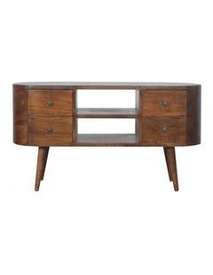 Artisan Furniture Solid Wood Chestnut Rounded Entertainment Unit, 4 Drawers, 2 Open Slots