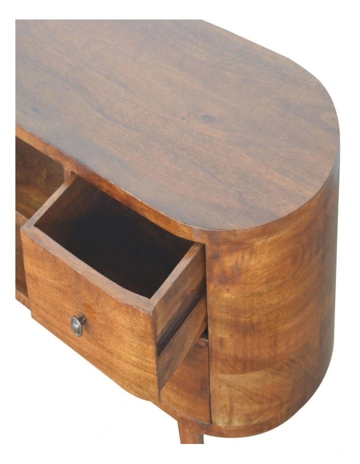 Artisan Furniture Solid Wood Chestnut Rounded Entertainment Unit, 4 Drawers, 2 Open Slots image 5