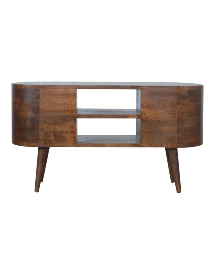 Artisan Furniture Solid Wood Chestnut Rounded Entertainment Unit, 4 Drawers, 2 Open Slots image 6