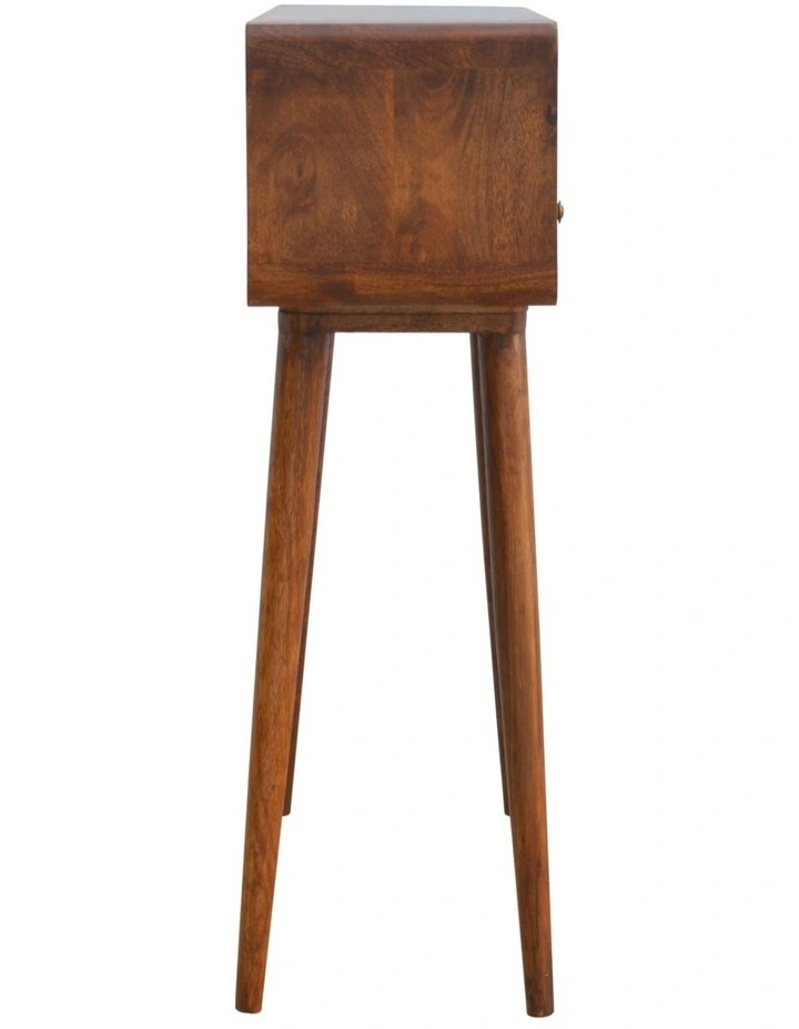 Solid Wood Curved Console Table 2 Drawers 1 Open Slot in Dark Brown image 6