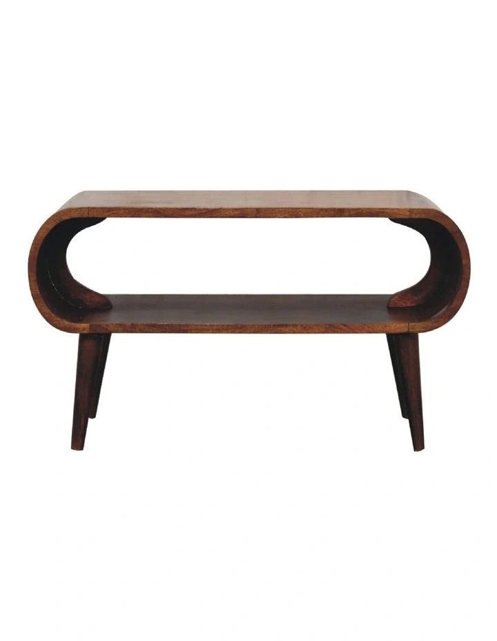 Artisan Furniture Solid Wood Amaya Nordic Style Coffee Table, 1 Shelf, Dark Brown image 1
