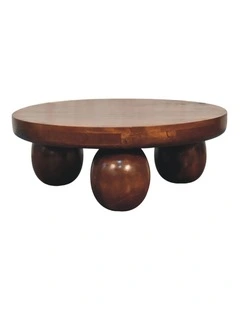 Artisan Furniture Solid Wood Chestnut Central Ball Table, Dark Brown
