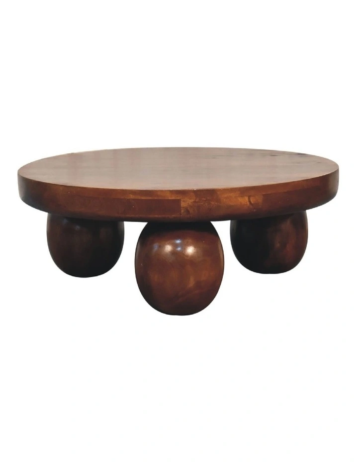 Artisan Furniture Solid Wood Chestnut Central Ball Table, Dark Brown image 1