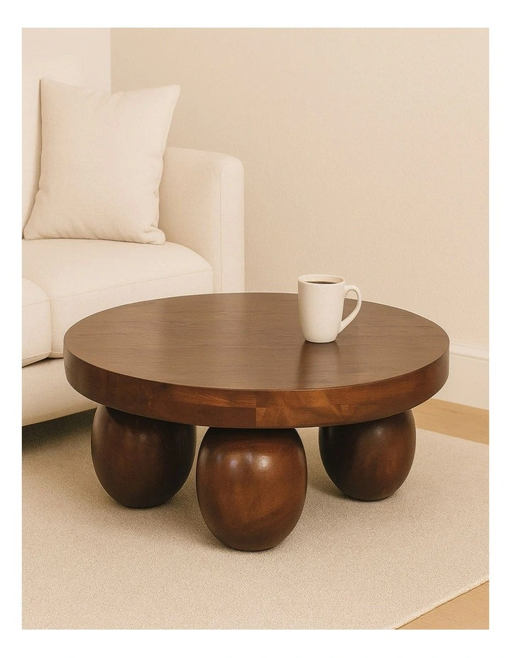 Artisan Furniture Solid Wood Chestnut Central Ball Table, Dark Brown image 2
