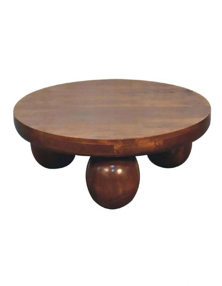 Artisan Furniture Solid Wood Chestnut Central Ball Table, Dark Brown image 3