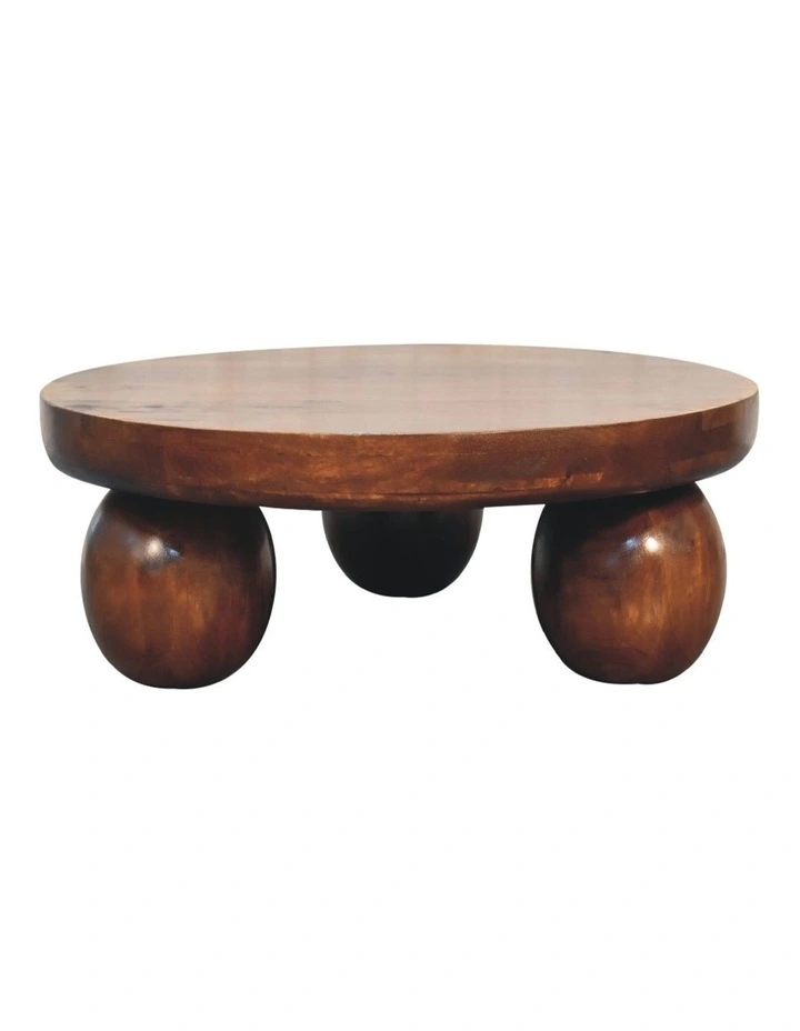 Artisan Furniture Solid Wood Chestnut Central Ball Table, Dark Brown image 5