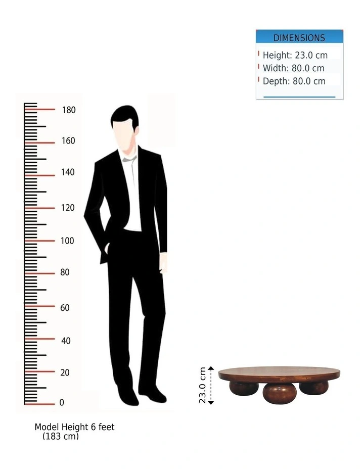 Artisan Furniture Solid Wood Chestnut Central Ball Table, Dark Brown image 7