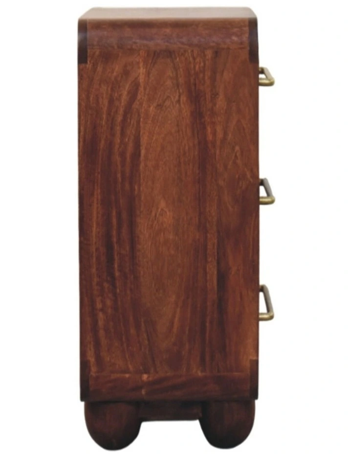 Solid Wood 3-Drawer Rounded Chest in Brown image 5