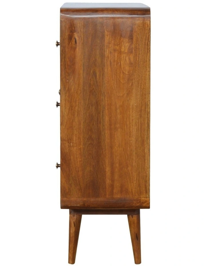 Solid Wood Curved Chest Table 3 Drawers in Dark Brown image 5