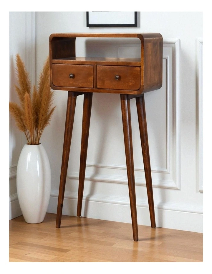 Solid Wood Mini Chestnut Console Table in Brown image 2