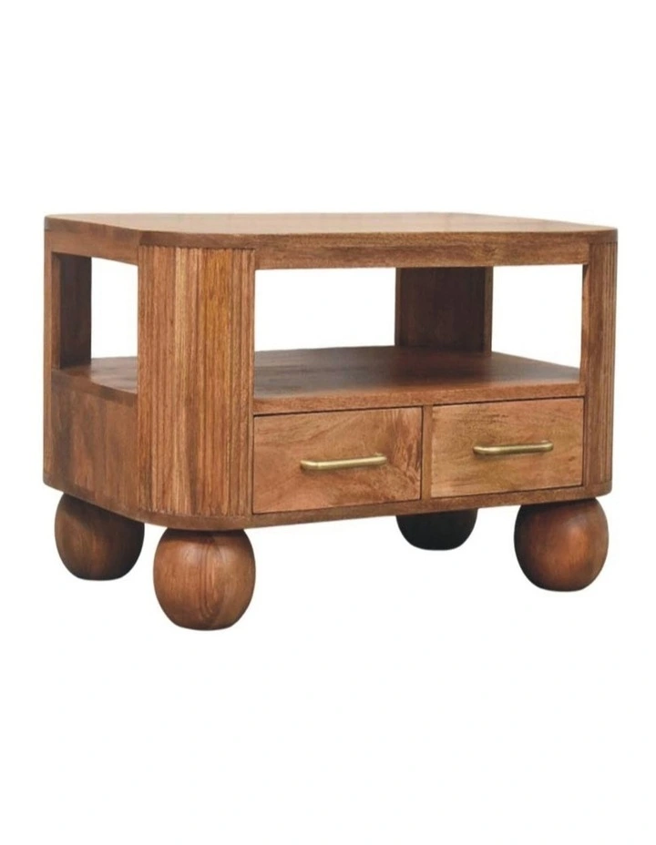 Solid Wood Briarwood Fluted Coffee Table in Brown image 3