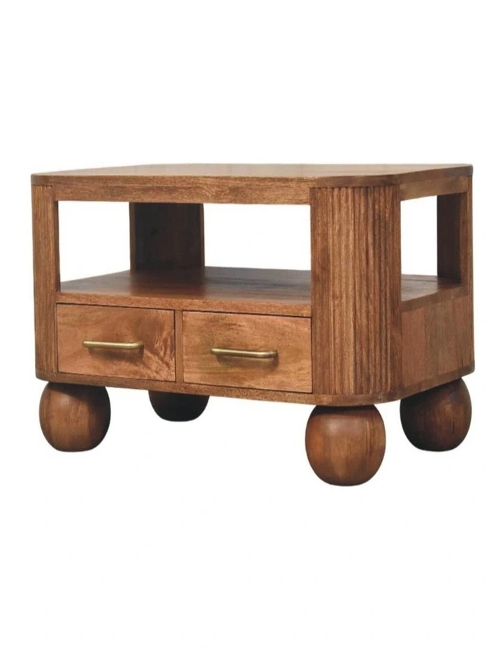 Solid Wood Briarwood Fluted Coffee Table in Brown image 4