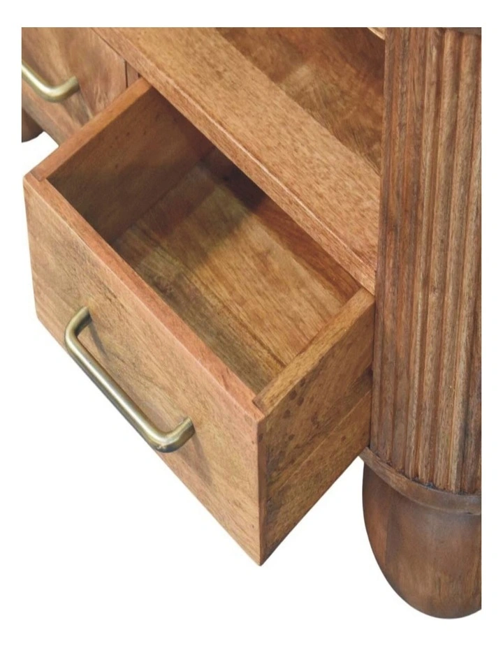 Solid Wood Briarwood Fluted Coffee Table in Brown image 5
