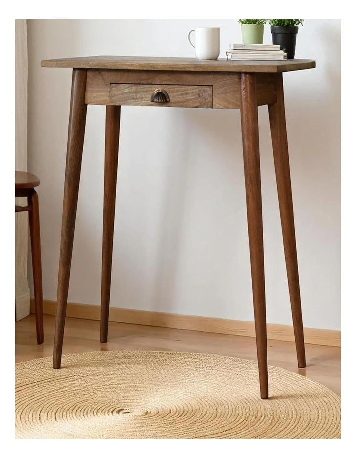Solid Wood Mini Nordic Style Writing Desk in Beige image 2