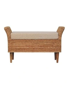 Solid Wood Riviera Woven Bench in Brown