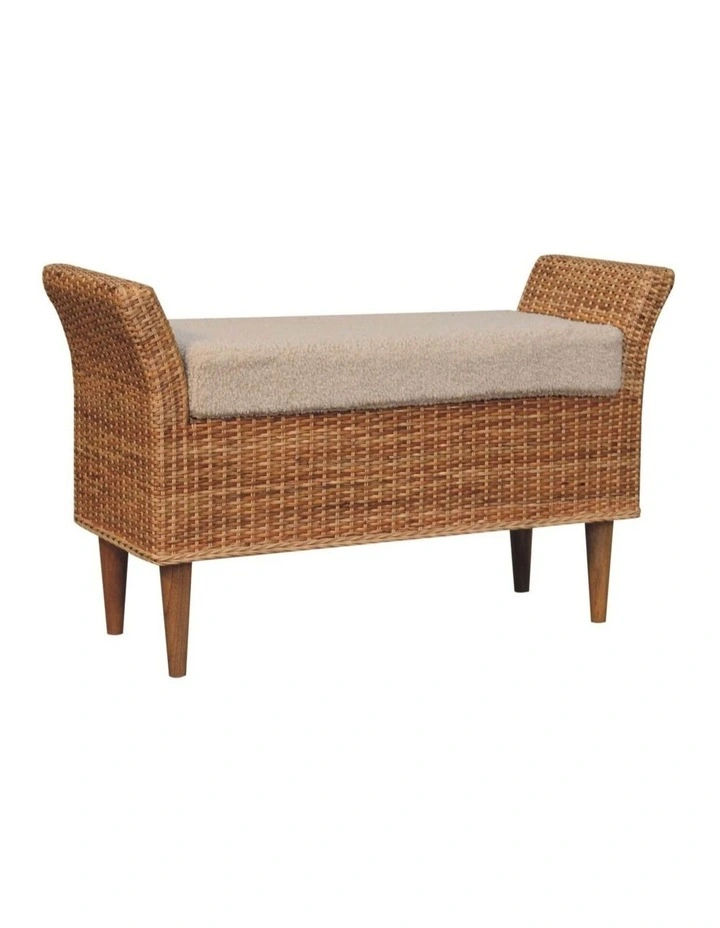 Solid Wood Riviera Woven Bench in Brown image 3