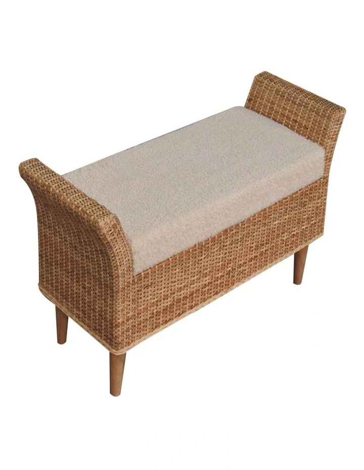 Solid Wood Riviera Woven Bench in Brown image 4