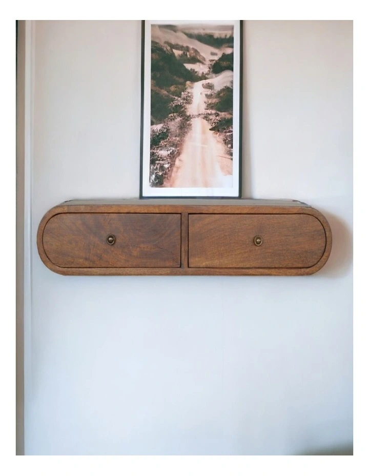 Solid Wood Chestnut London Console Table 2 Drawers in Brown image 2