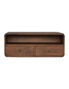 Solid Wood Floating Chestnut Open Console in Dark Brown