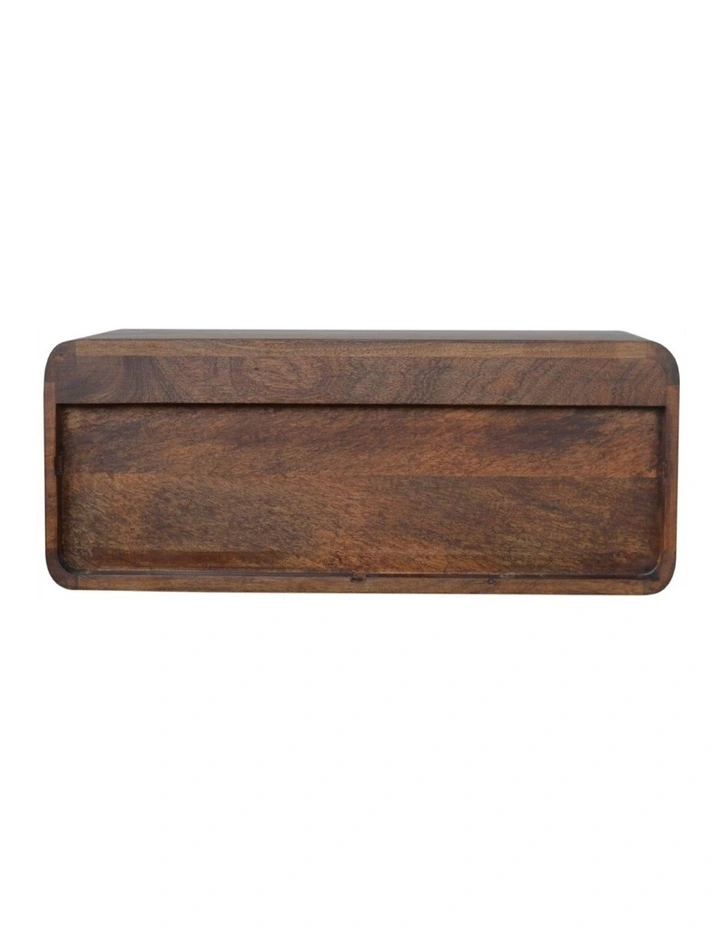 Solid Wood Floating Chestnut Open Console in Dark Brown image 6