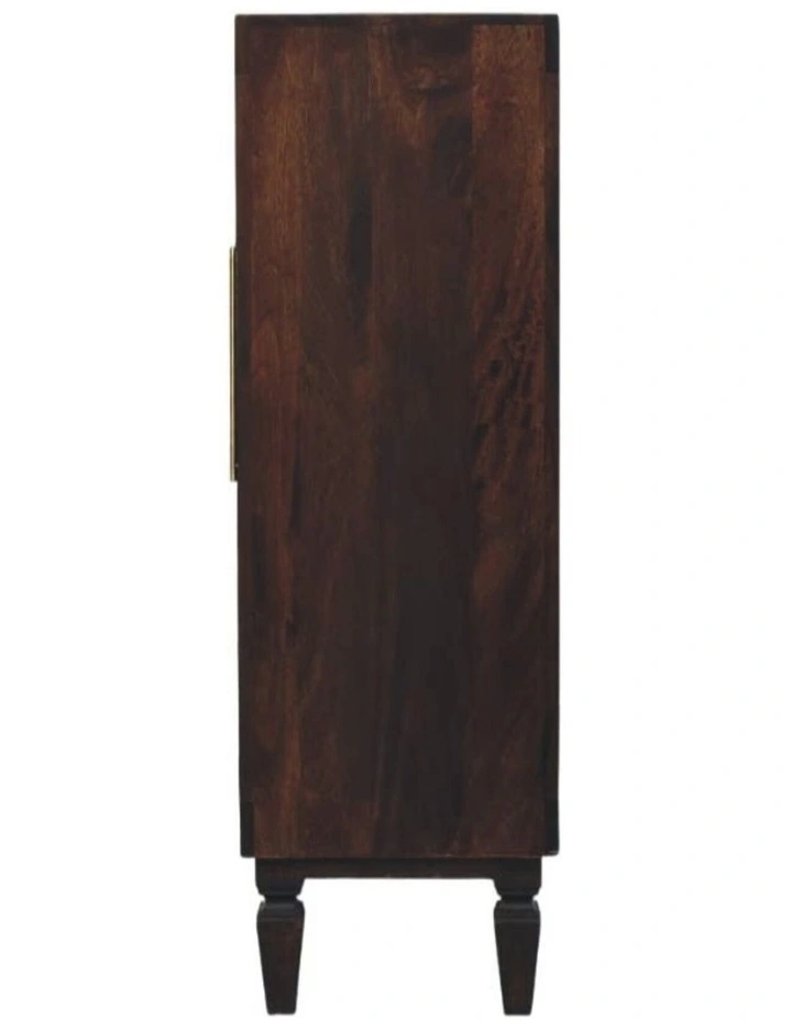 Solid Wood Textured Cabinet 2 Doors 2 Shelves in Dark Brown image 5