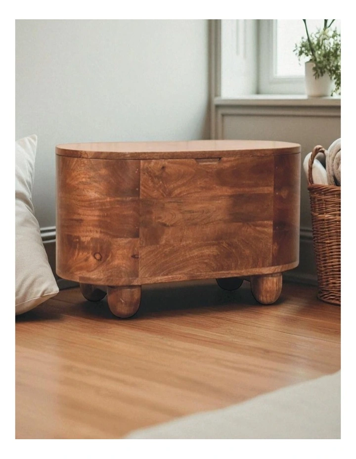 Solid Wood Curva Storage Trunk 1 Box in Brown image 2