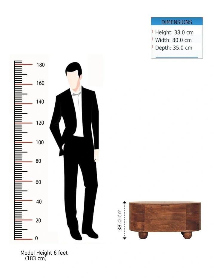 Solid Wood Curva Storage Trunk 1 Box in Brown image 7