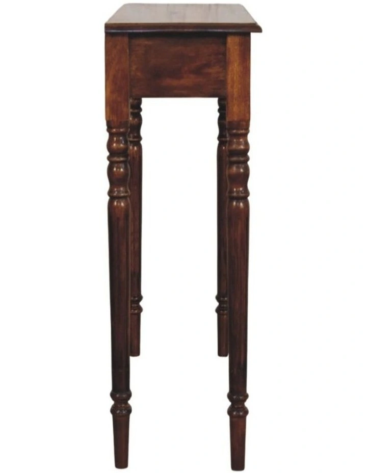 Solid Wood Turned Legs Console Table 3 Drawers in Dark Brown image 5