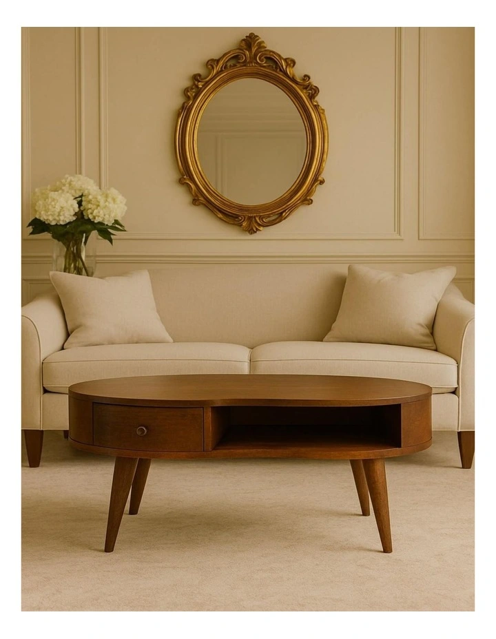 Solid Wood Chestnut Wave Coffee Table in Dark Brown image 2
