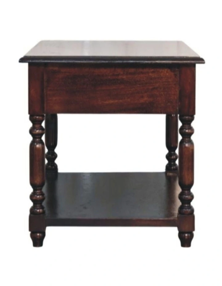 Solid Wood Turned Legs Cherry Console 2 Drawers Table in Dark Brown image 6