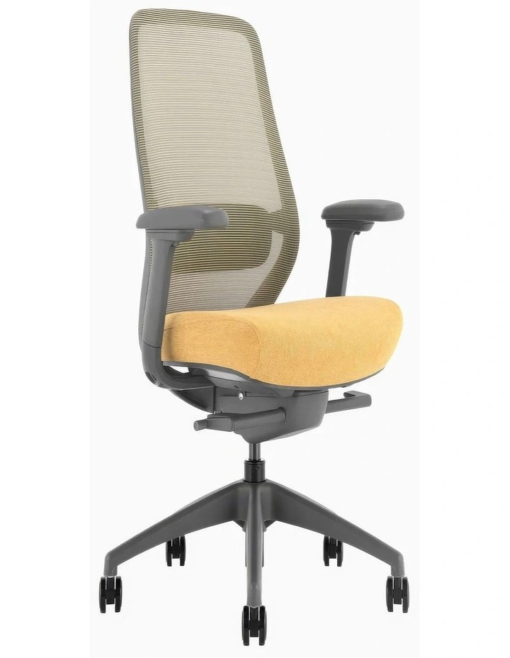 CoilFlex Ergomic Office Chair with Headrest in Yellow/Grey image 1