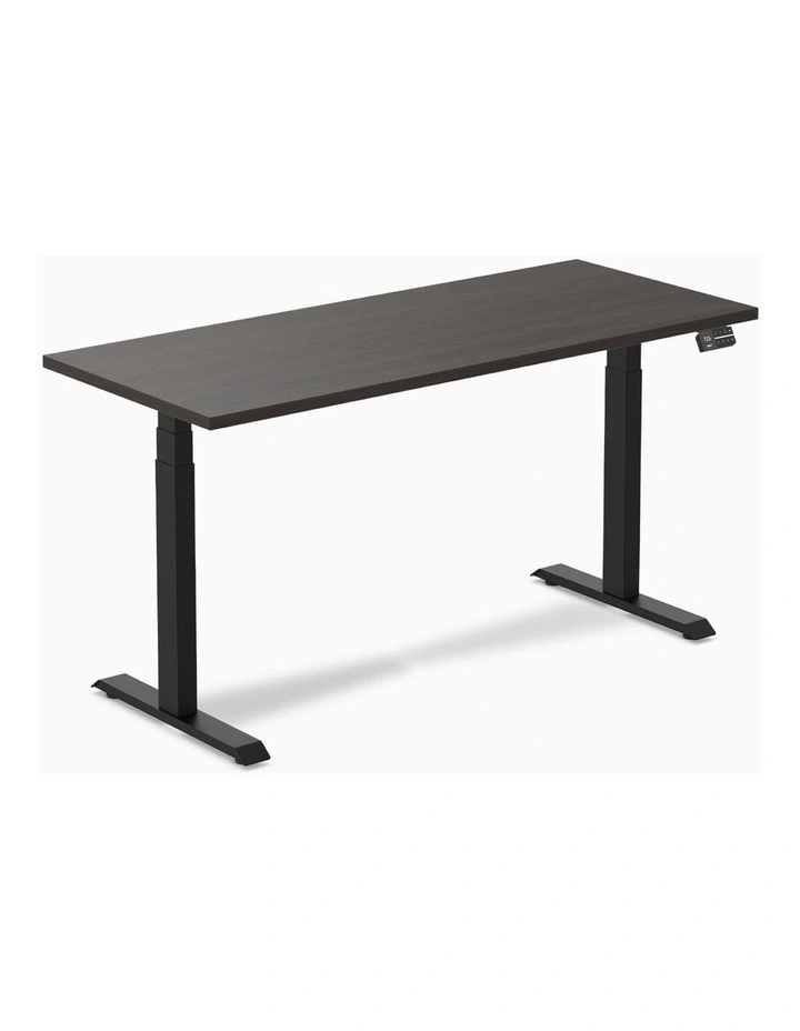 Dual Melamine Sit Stand Desk 2000x750mm in Burnished Wood/Matte Black image 1