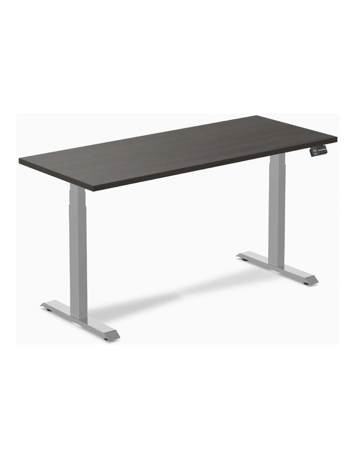 Dual Melamine Sit Stand Desk 1800x750mm in Burnished Wood/Grey image 1