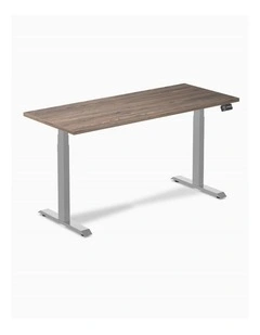 Dual Melamine Sit Stand Desk 1800x750mm in Natural Walnut/Grey