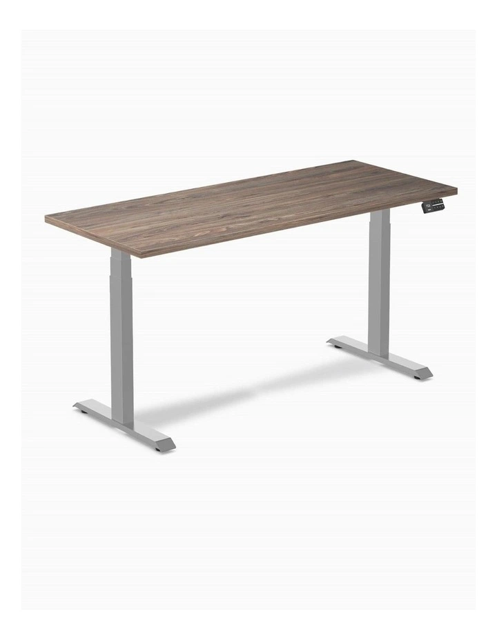 Dual Melamine Sit Stand Desk 1800x750mm in Natural Walnut/Grey image 1