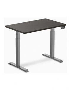 Desky Dual Melamine Sit Stand Desk - Burnished Wood / 1200x750mm / Space Grey