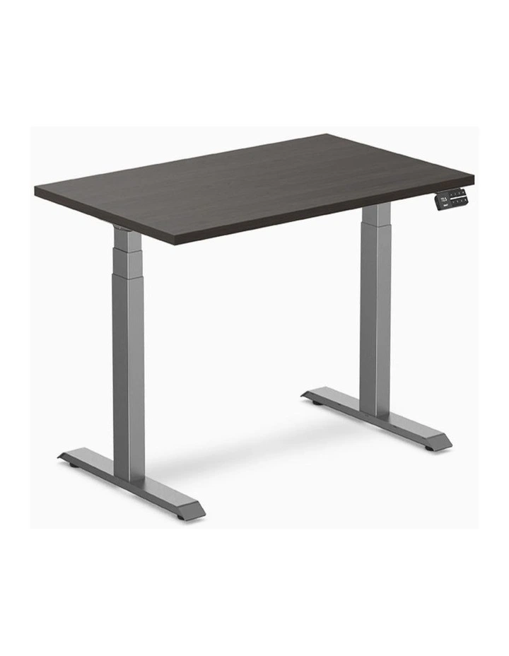 Desky Dual Melamine Sit Stand Desk - Burnished Wood / 1200x750mm / Space Grey image 1