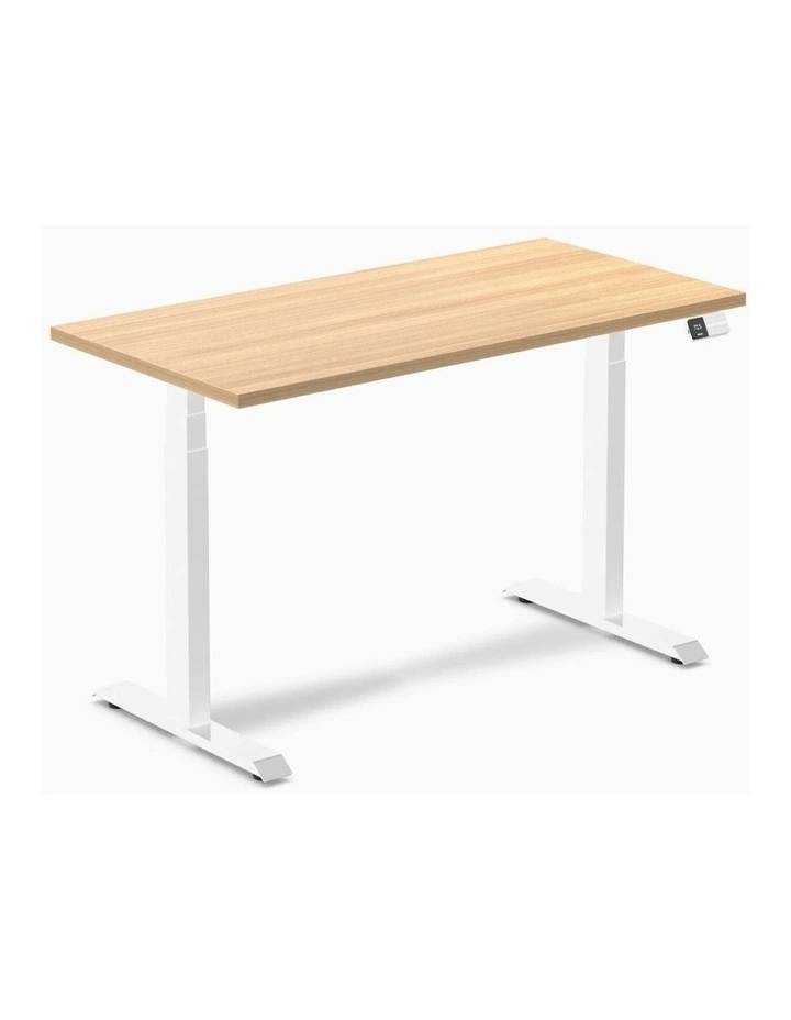 Dual Melamine Sit Stand Desk 1500x750mm in Sublime Teak/White image 1